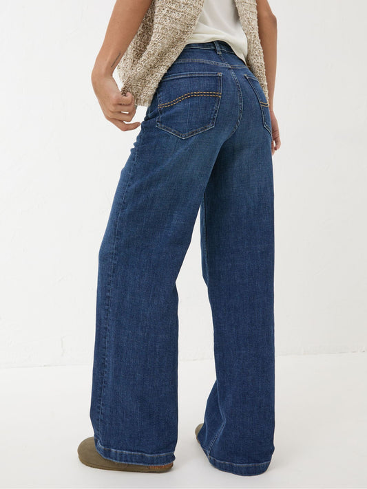 Solexee Casual Welling Blue Wide Leg Jeans - Solexee