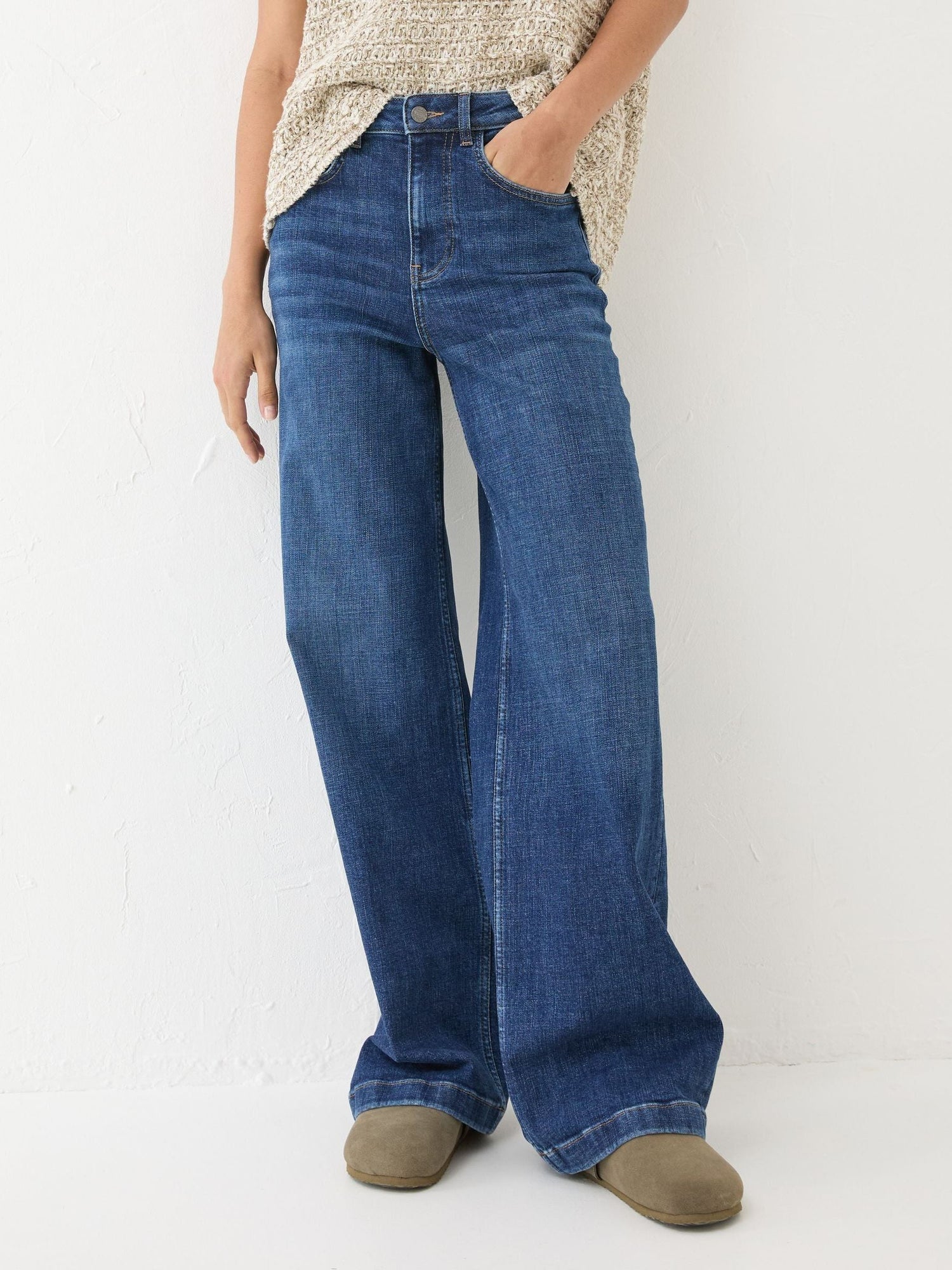 Solexee Casual Welling Blue Wide Leg Jeans - Solexee
